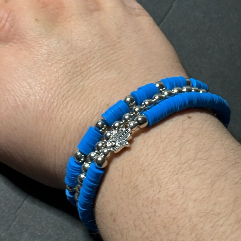🌹 Hamsa hand blue/silver bracelet